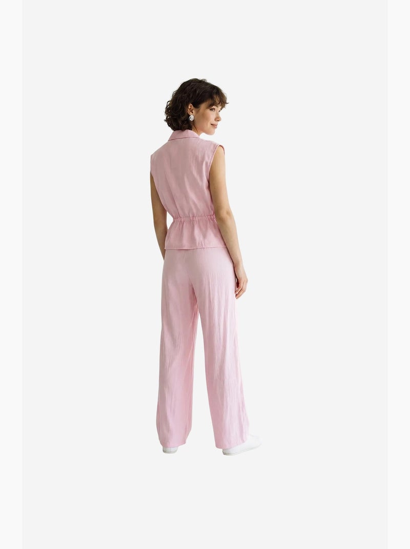 Completo coordinato elegante due pezzi con gilet e pantaloni larghi lucci Rosa chiaro - Kiabi