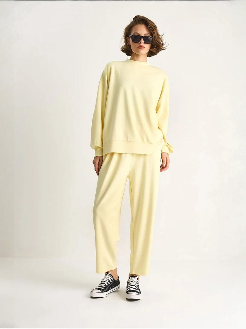 Completo coordinato in maglia due pezzi con maniche lunghe e girocollo lucci Giallo limone - Kiabi