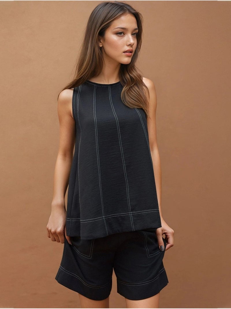 Completo coordinato relax fit con dettagli di impunture hiccup Nero - Kiabi