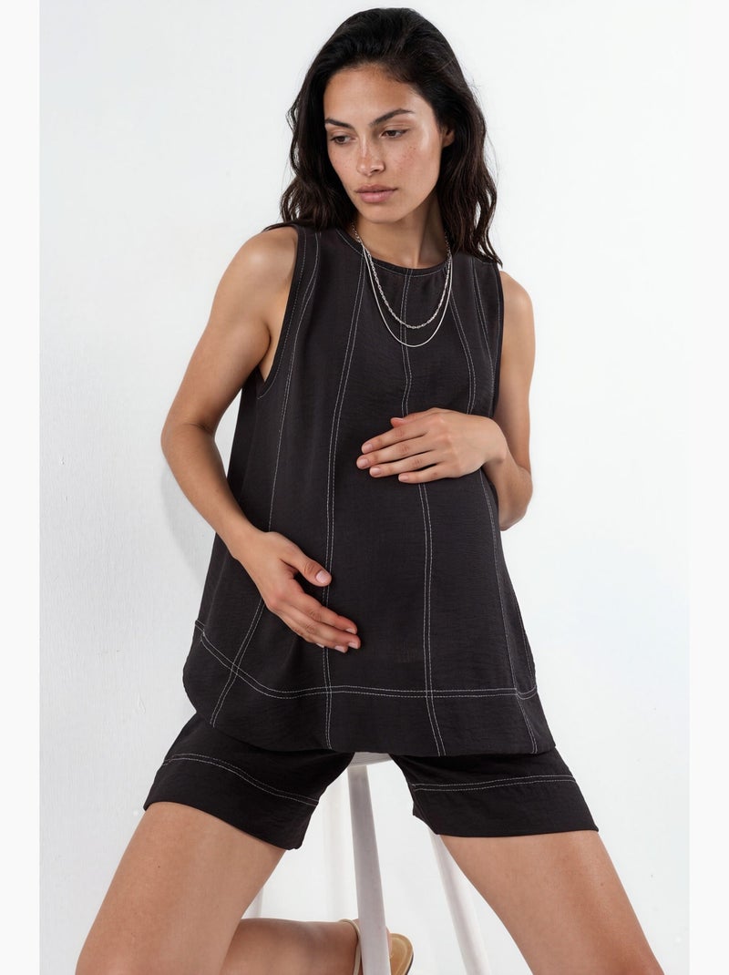 Completo coordinato relax fit con dettagli di impunture hiccup Nero - Kiabi