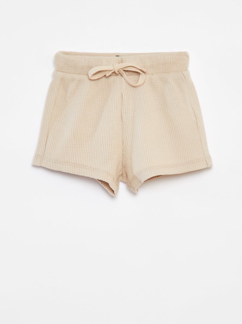 Completo corto t-shirt + shorts + cappellino bob - 3 pezzi BEIGE - Kiabi