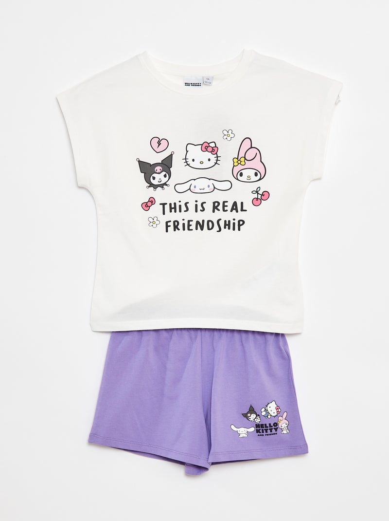 Completo corto t-shirt + shorts 'Hello Kitty' 2 pezzi Viola - Kiabi