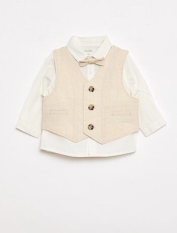 Completo da cerimonia 4 pezzi in cotone e lino