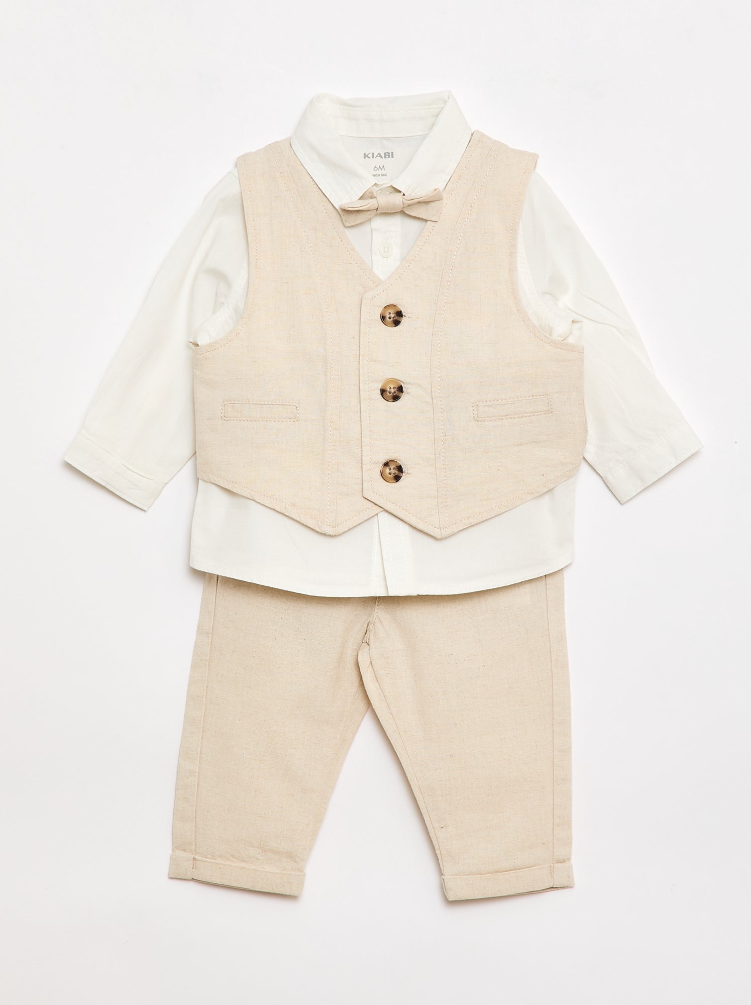 Completo da cerimonia 4 pezzi in cotone e lino