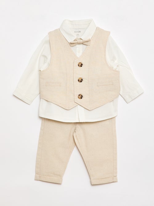 Completo da cerimonia 4 pezzi in cotone e lino - Kiabi