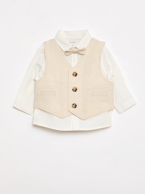 Completo da cerimonia 4 pezzi in cotone e lino - Kiabi