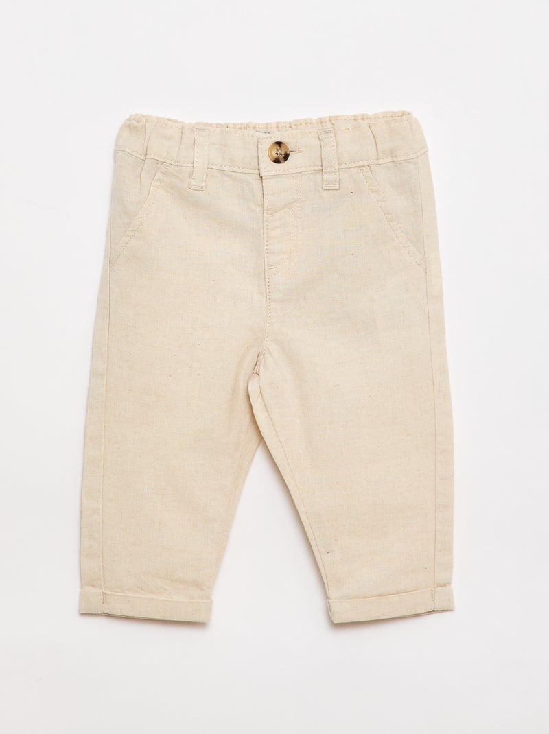 Completo da cerimonia 4 pezzi in cotone e lino Beige - Kiabi