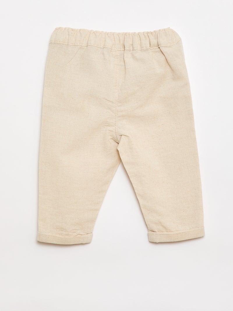 Completo da cerimonia 4 pezzi in cotone e lino Beige - Kiabi