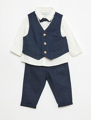 Completo da cerimonia 4 pezzi in cotone e lino