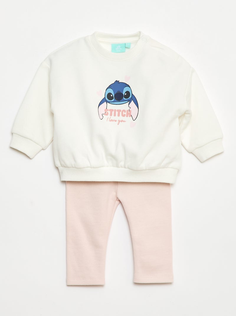 Completo da jogging 'Disney' 'Stitch' felpa + pantaloni - 2 pezzi Bianco - Kiabi