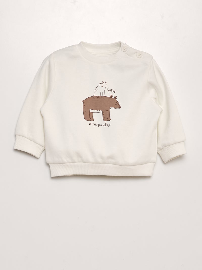 Completo da jogging felpa + pantaloni - 2 pezzi BIANCO - Kiabi