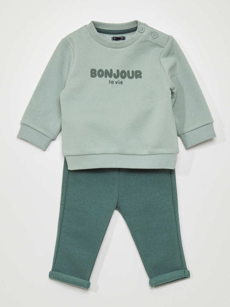 Completo da jogging felpa + pantaloni - 2 pezzi Verde - Kiabi