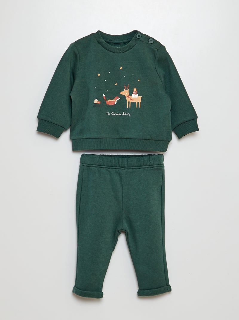 Completo da jogging felpa + pantaloni - 2 pezzi VERDE - Kiabi