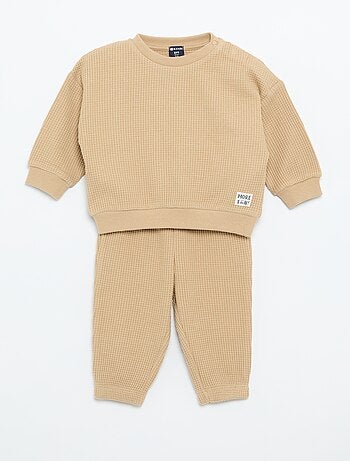 Completo da jogging in tessuto waffle - 2 pezzi