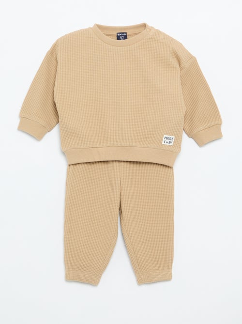 Completo da jogging in tessuto waffle - 2 pezzi - Kiabi