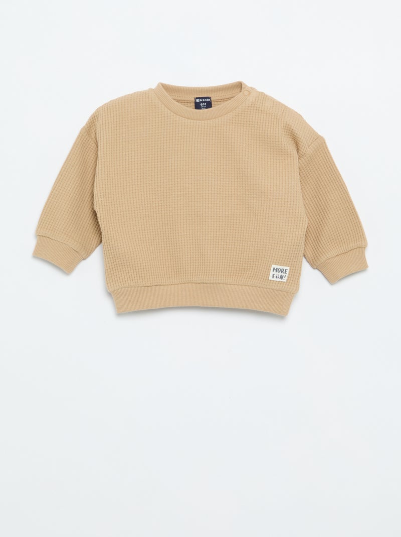 Completo da jogging in tessuto waffle - 2 pezzi Beige - Kiabi