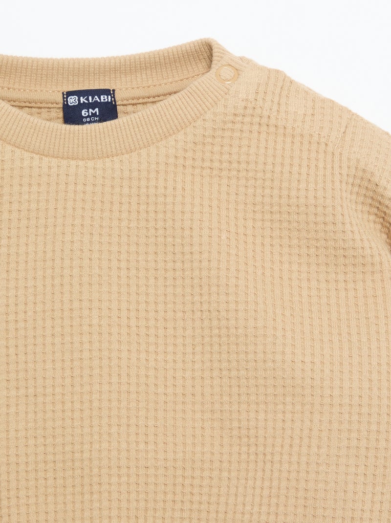 Completo da jogging in tessuto waffle - 2 pezzi Beige - Kiabi