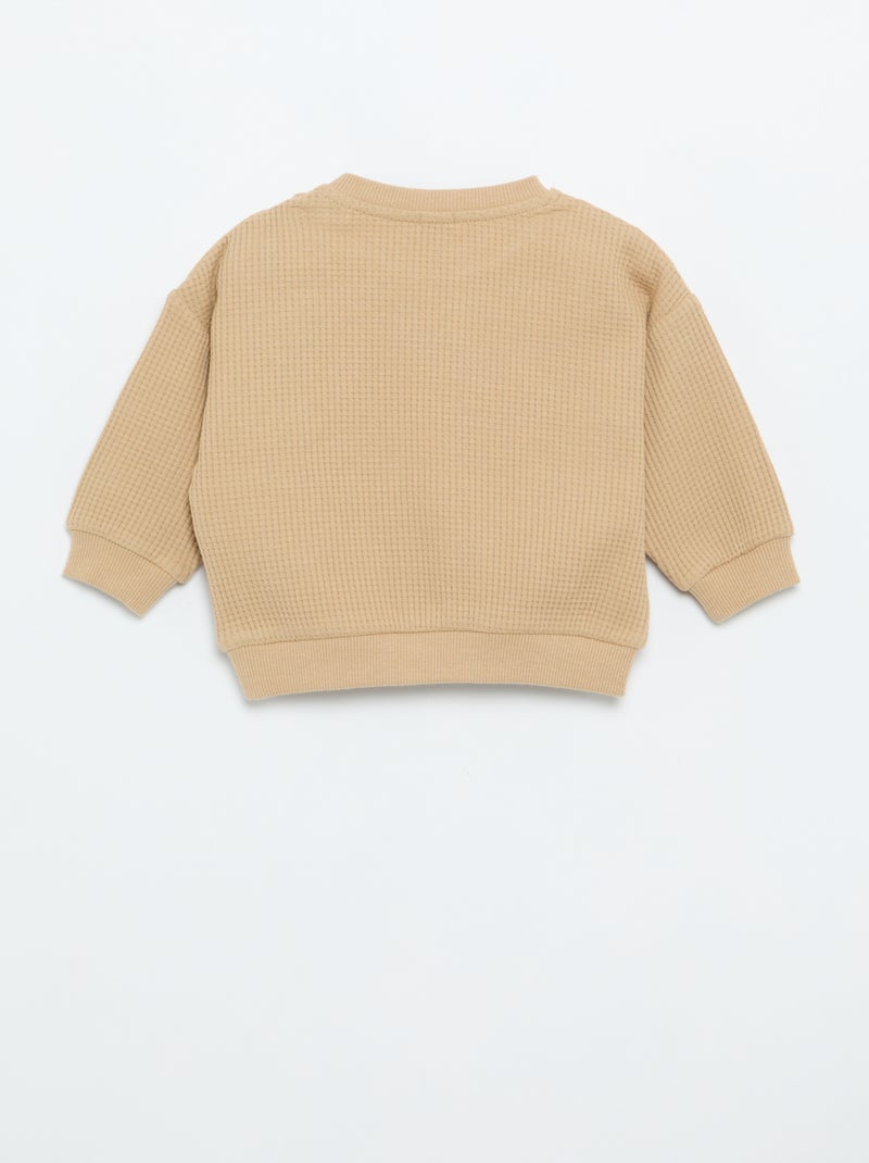 Completo da jogging in tessuto waffle - 2 pezzi Beige - Kiabi