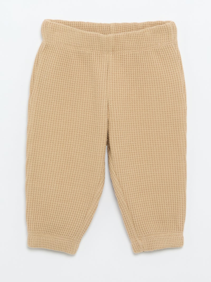 Completo da jogging in tessuto waffle - 2 pezzi Beige - Kiabi