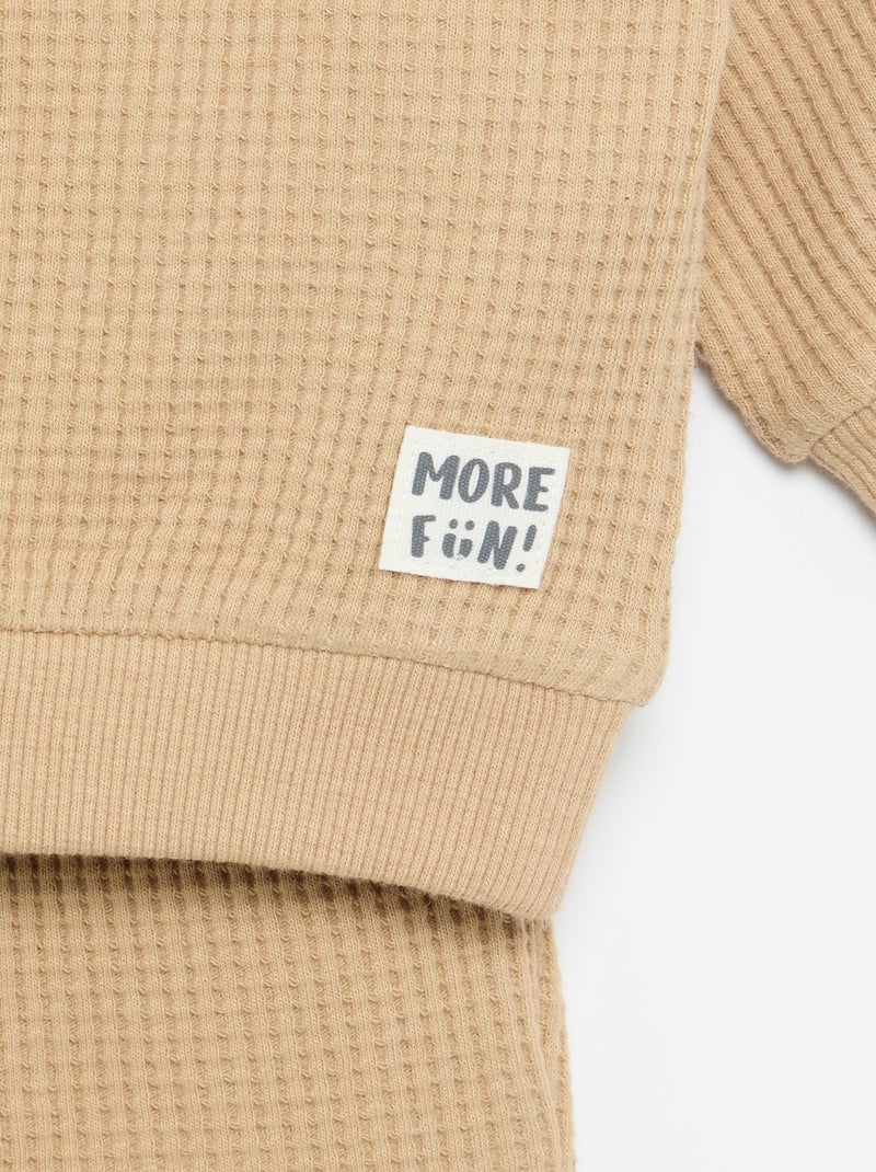 Completo da jogging in tessuto waffle - 2 pezzi Beige - Kiabi