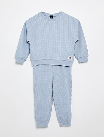 Completo da jogging in tessuto waffle - 2 pezzi