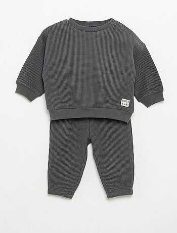 Completo da jogging in tessuto waffle - 2 pezzi