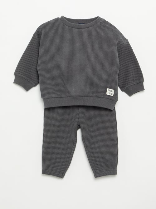 Completo da jogging in tessuto waffle - 2 pezzi - Kiabi
