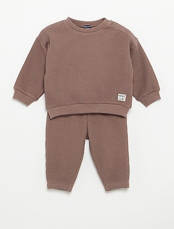Completo da jogging in tessuto waffle - 2 pezzi