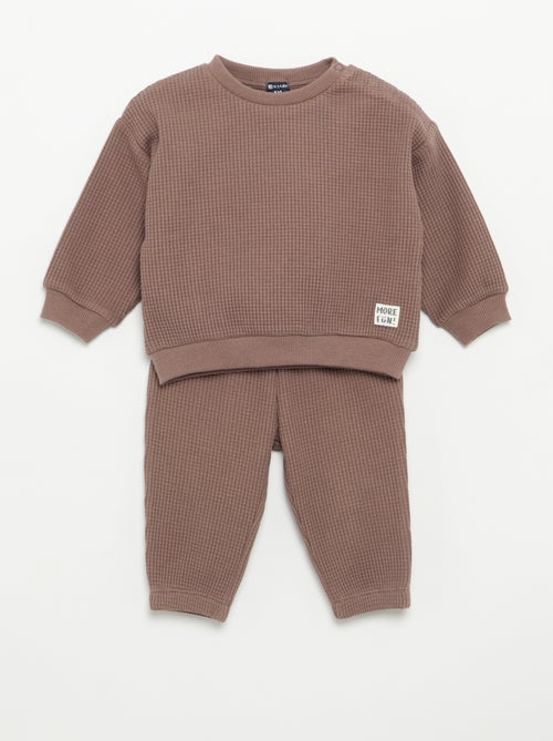 Completo da jogging in tessuto waffle - 2 pezzi - Kiabi