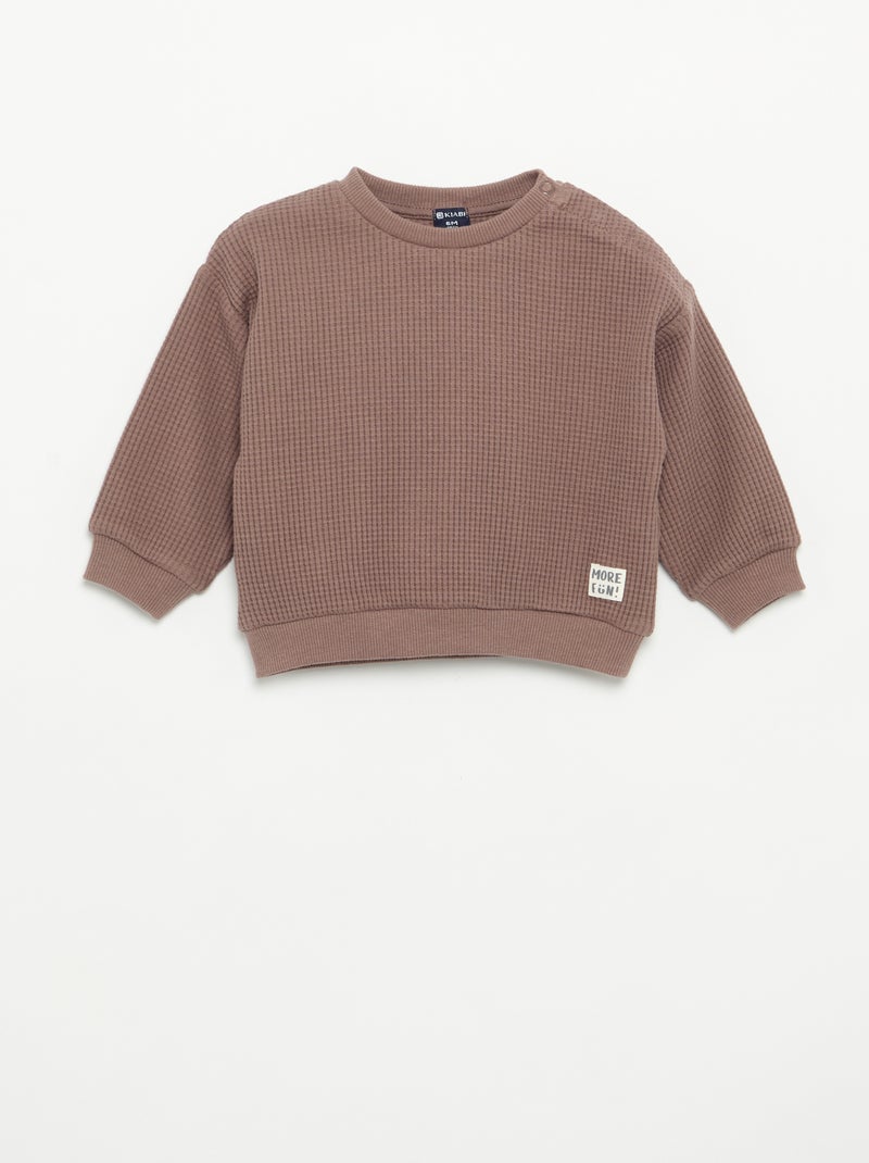 Completo da jogging in tessuto waffle - 2 pezzi Marrone - Kiabi
