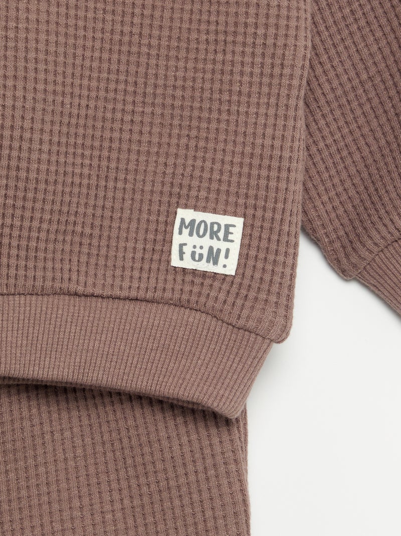 Completo da jogging in tessuto waffle - 2 pezzi Marrone - Kiabi