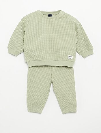 Completo da jogging in tessuto waffle - 2 pezzi