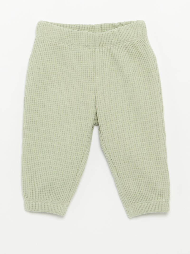Completo da jogging in tessuto waffle - 2 pezzi Verde - Kiabi