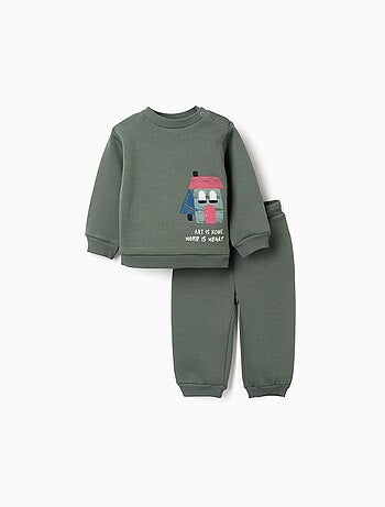 Completo da jogging spazzolato con stampa casa