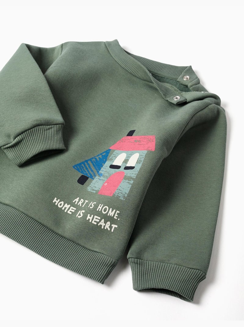 Completo da jogging spazzolato con stampa casa Verde scuro - Kiabi