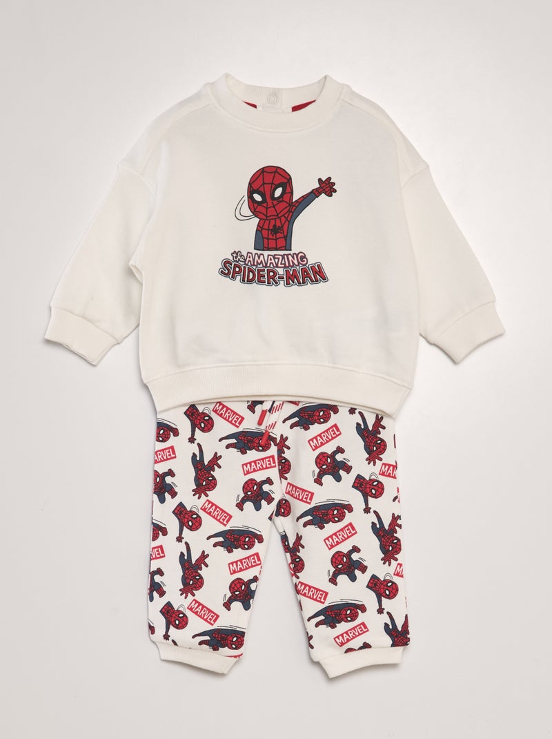 Completo da jogging 'Spider Man' 'Marvel' felpa + pantaloni - 2 pezzi BIANCO - Kiabi