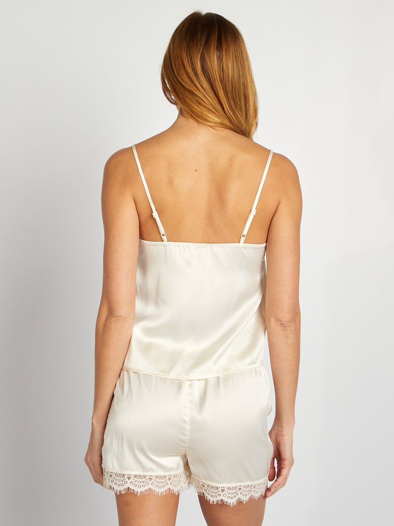 Completo da notte canotta shorts in satin - 2 pezzi beige - Kiabi