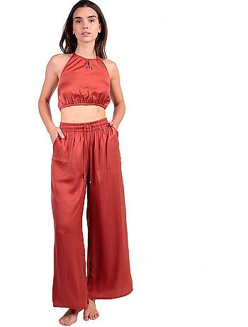 Completo da spiaggia in raso ADMAS da donna + pantaloni