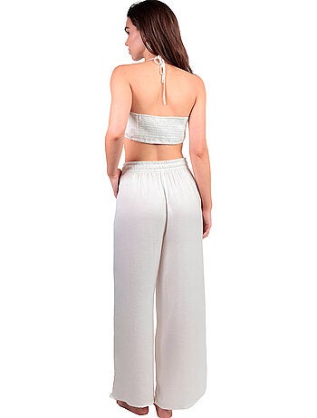 Completo da spiaggia in raso ADMAS da donna + pantaloni