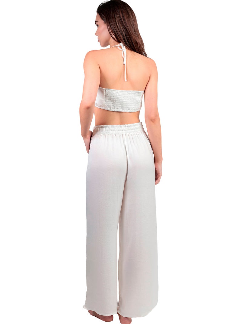 Completo da spiaggia in raso ADMAS da donna + pantaloni Bianco - Kiabi