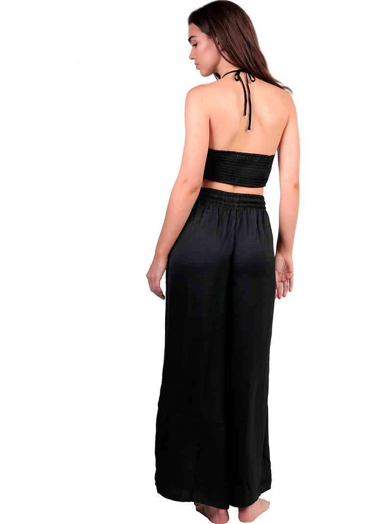Completo da spiaggia in raso ADMAS da donna + pantaloni Nero - Kiabi