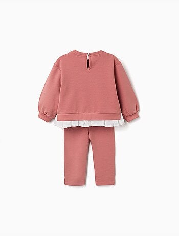 Completo de jogging in cotone con stampa floreale in rilievo