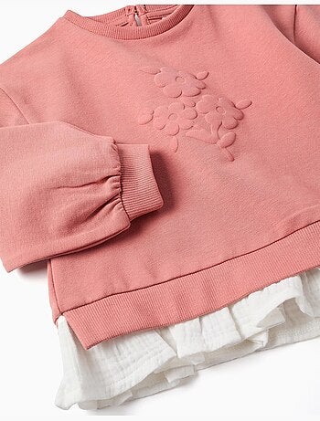 Completo de jogging in cotone con stampa floreale in rilievo