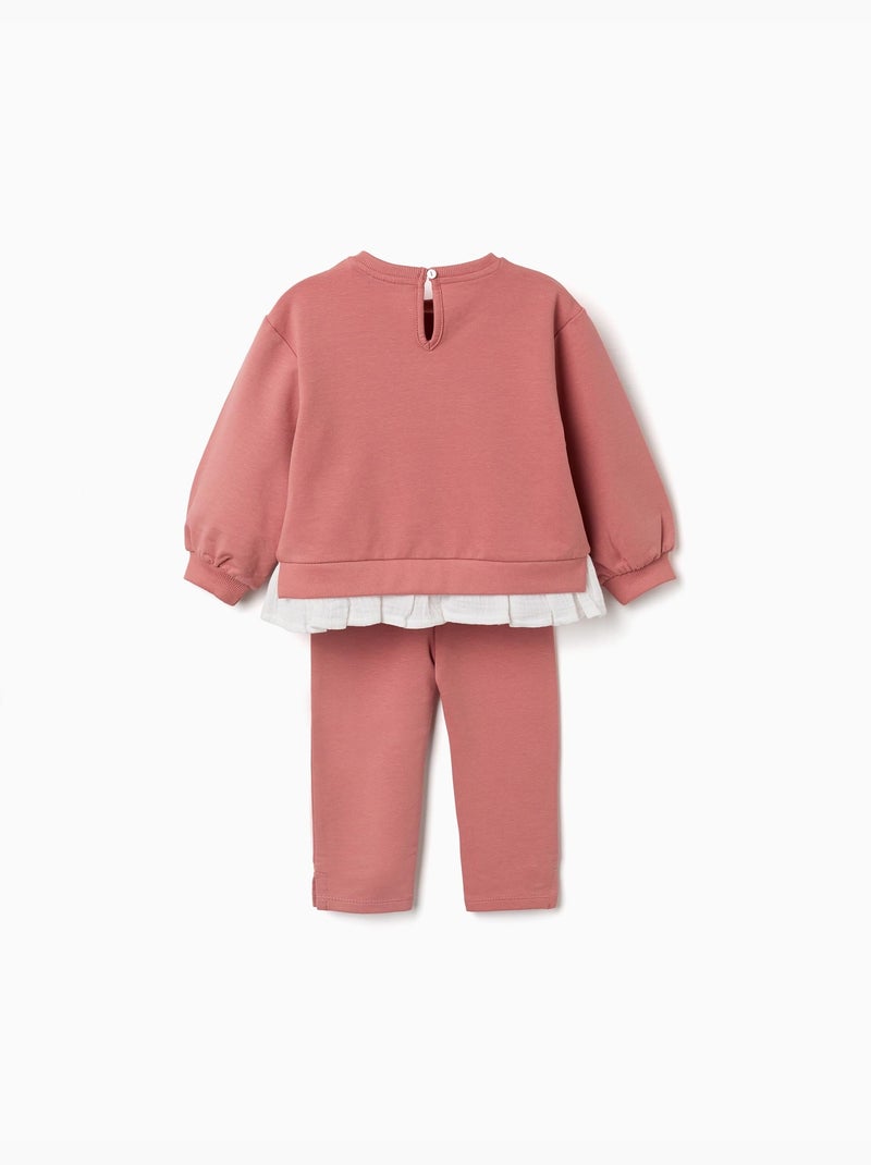 Completo de jogging in cotone con stampa floreale in rilievo Rosa - Kiabi