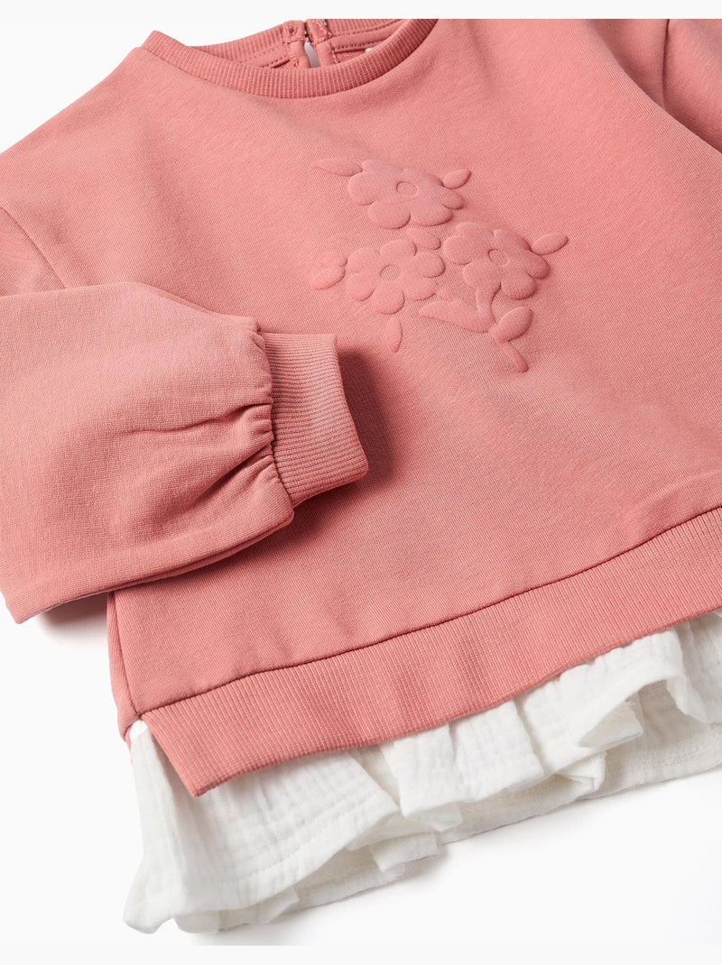 Completo de jogging in cotone con stampa floreale in rilievo Rosa - Kiabi
