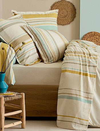 Completo di biancheria da letto in cotone a righe bayadère con federe