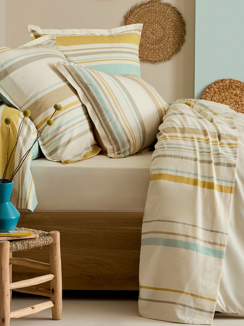 Completo di biancheria da letto in cotone a righe bayadère con federe Ecru - Kiabi