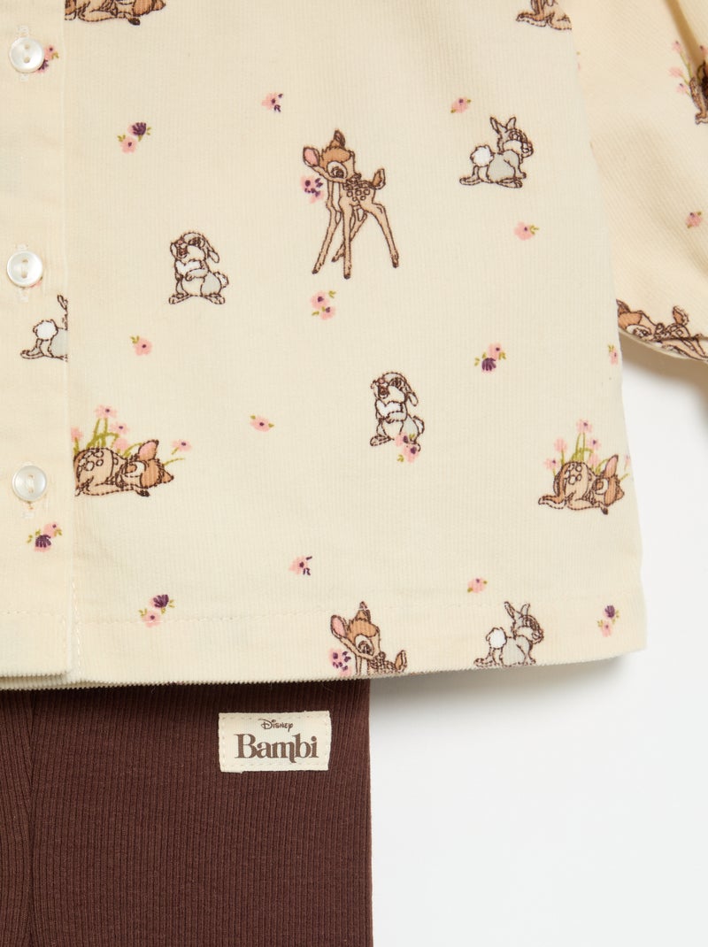 Completo "Disney" "Bambi" 2 pezzi - Camicia + leggings Beige - Kiabi