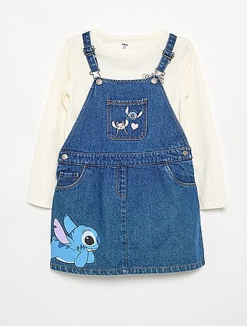 Completo 'Disney' Stitch' 2 pezzi - salopette vestito + T-shirt a maniche lunghe