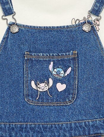 Completo 'Disney' Stitch' 2 pezzi - salopette vestito + T-shirt a maniche lunghe